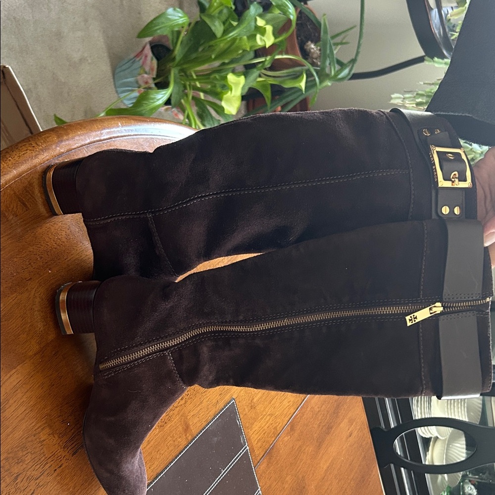 Tory Burch Chocolate Suede Heeled Boots